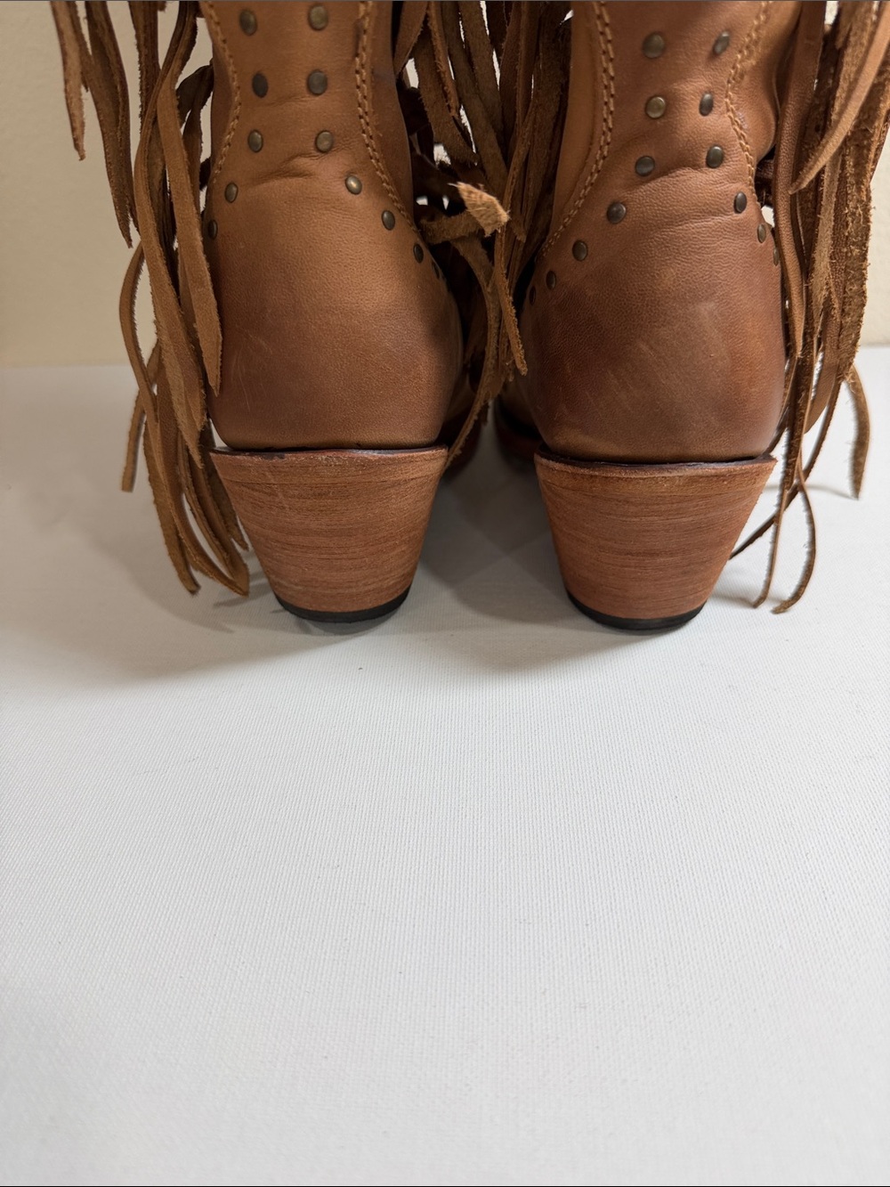 LIBERTY Black Tan Fringe Knee Leather Boots - Picture 9 of 14